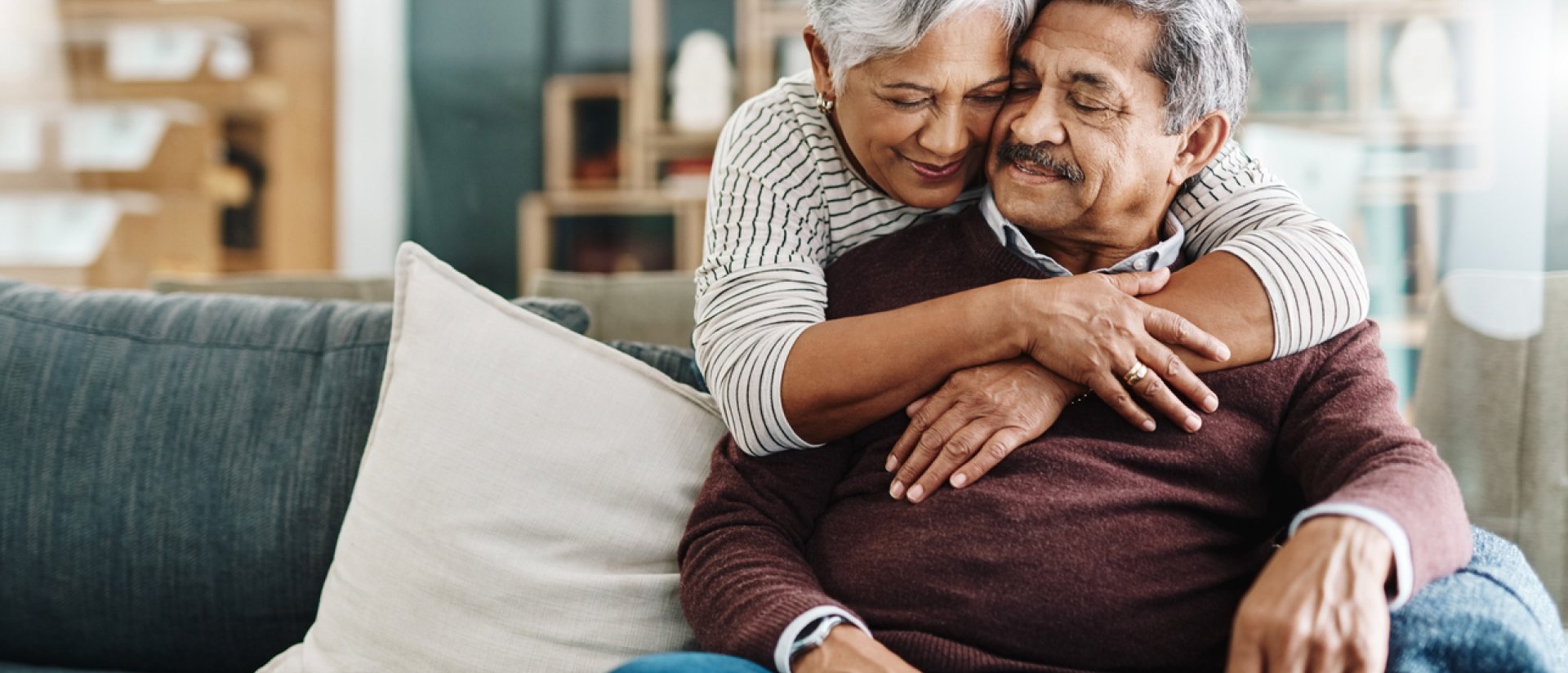a man and woman embracing
