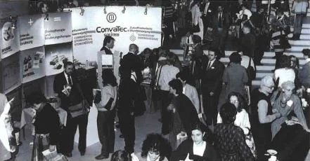 a group of people standing in a room